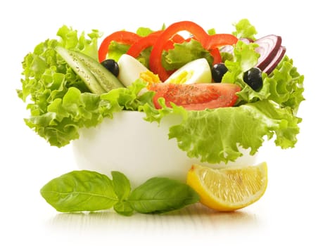 Vegetable salad bowl isolated on white