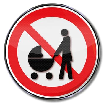 Sign no stroller on the escalator