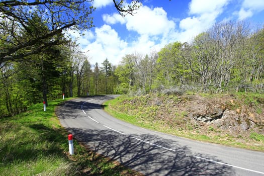 Country road in the Vosges,Alsace,France