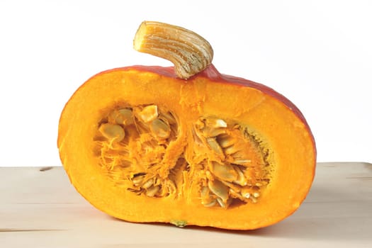 Cut Hokkaido pumpkin (Cucurbita maxima)