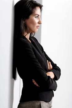 Professional working woman in corporate business suit