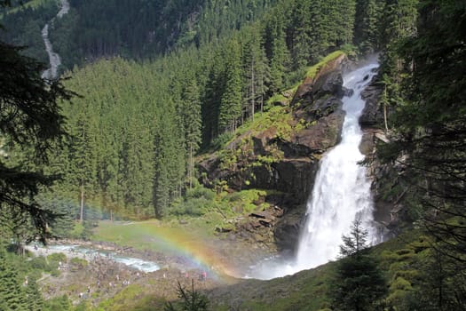 The Krimml Waterfalls with Rainbow in Austria