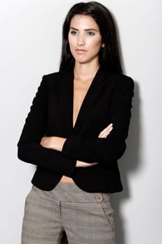Professional working woman in corporate business suit