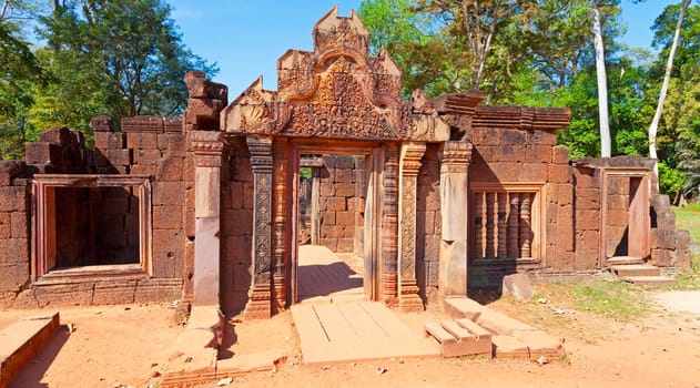 Inside Banteay Srey temple near Siem Reap, Cambodia