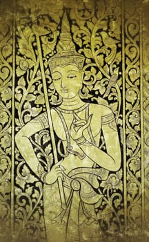 thai angel painting on church wall
