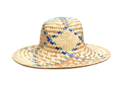 Wicker straw hat isolated on white background