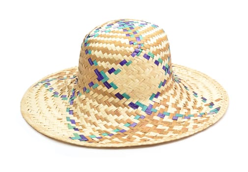 Wicker straw hat isolated on white background