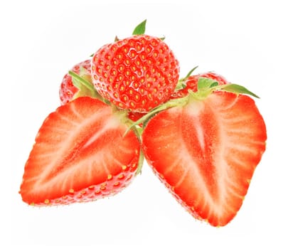 Isolated strawberries on white background