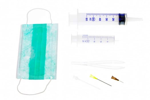medical supplies isolated on white background