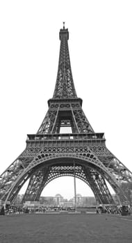 eiffel tower in black and white