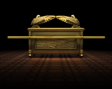 3d Rendering of the ark of the covenant as descriped in the bible.