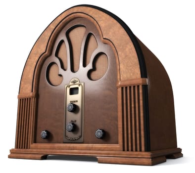 Vintage Cathedral Radio isolated on white Background.