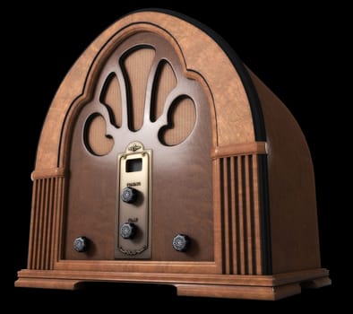 Vintage Cathedral Radio isolated on Black Background.