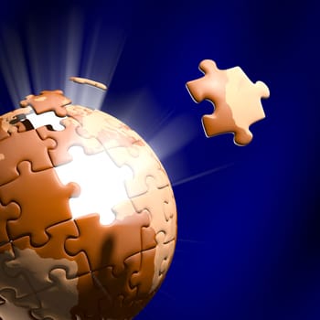 Stock Photo showing the Jigsaw pieces moving to position.