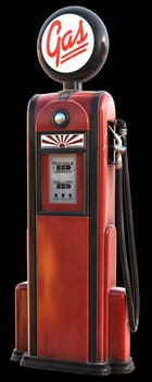 A 3d rendered red 1950's era gas pump