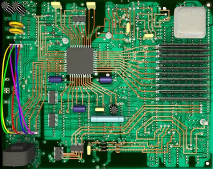 Top view of a computer motherboard