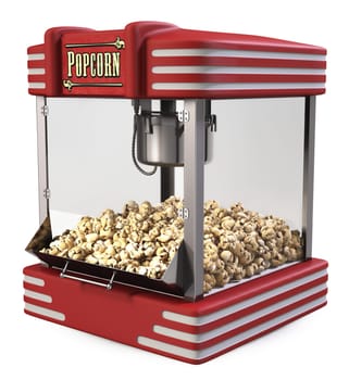 A vintage popcorn machine isolated on white