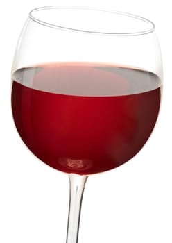A glass of Red wine isolated on a white background.