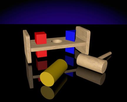 Photo of a Pegboard with the last yellow cylinder missing