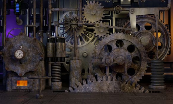 Stock photo of a rusty old steam punk machine