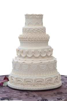 Traditional wedding cake on a white background with clipping path