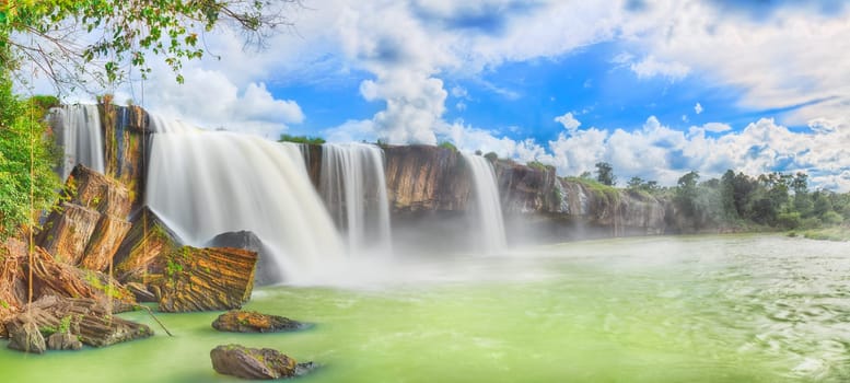 Beautiful Dry Nur waterfall in Vietnam. Panorama