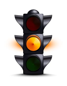 Traffic light on yellow