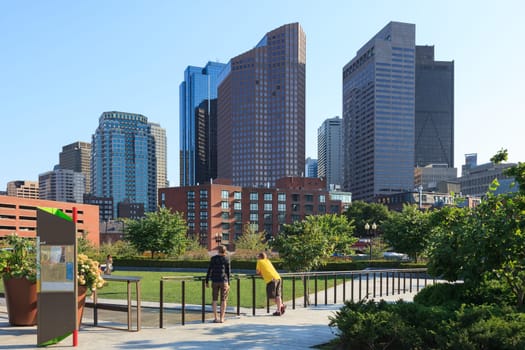 Skyline of the financial district of Boston, Massachusetts - USA