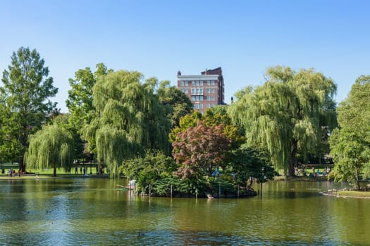 View of the Common park lake in Boston, Massachusetts -USA