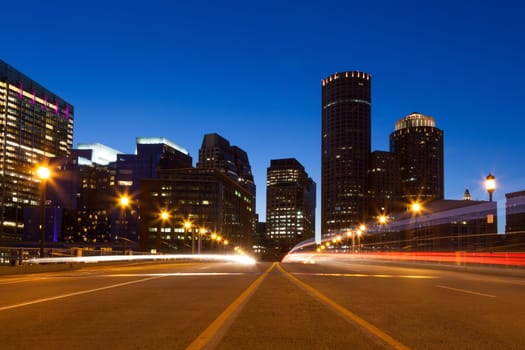 Boston streets by night, Massachusetts - USA