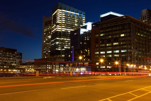 Boston streets by night, Massachusetts - USA