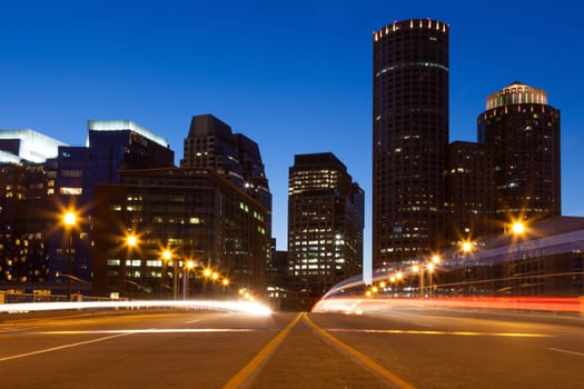 Boston streets by night, Massachusetts - USA