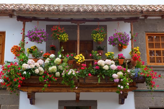 Gran Canaria Teror flower pot balcony in Canary islands
