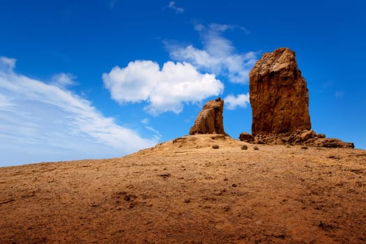 Gran canaria Roque Nublo Tejeda blue sky in canary Islands