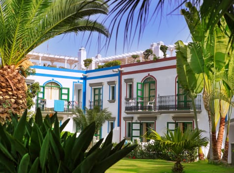 Gran canaria Puerto de Mogan white houses colonial in canary Islands
