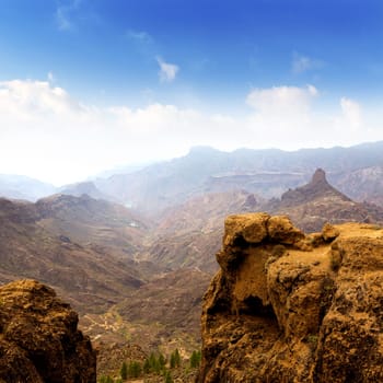 Gran canaria La culata view from Roque Nublo mountains in canary Islands