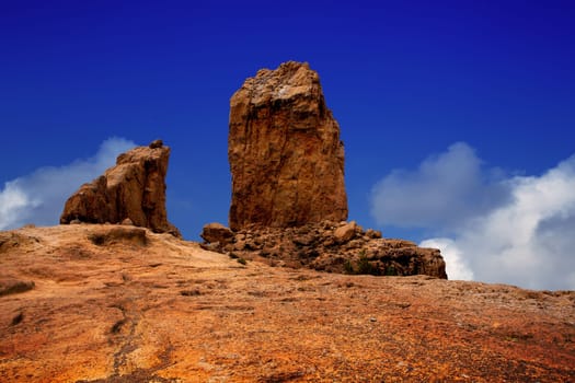 Gran canaria Roque Nublo Tejeda blue sky in canary Islands