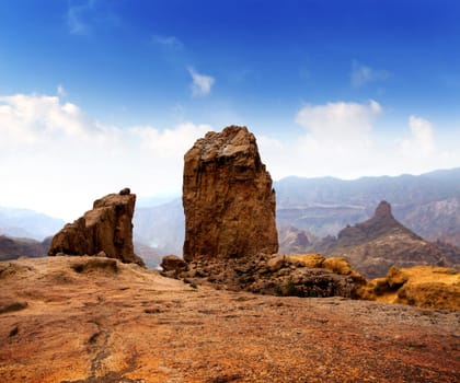 Gran canaria Roque Nublo Tejeda blue sky in canary Islands