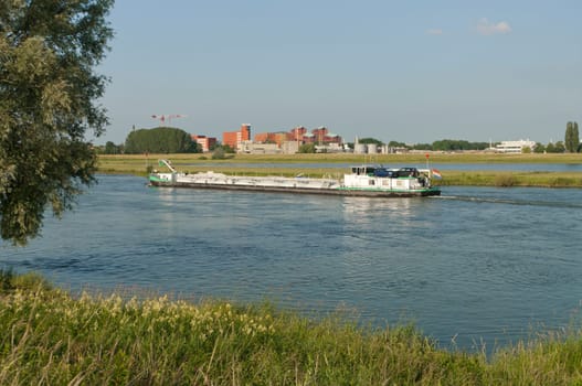tanker barge on IJssel river in the Netherlands