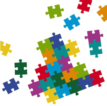 Puzzle Pieces Background Colored