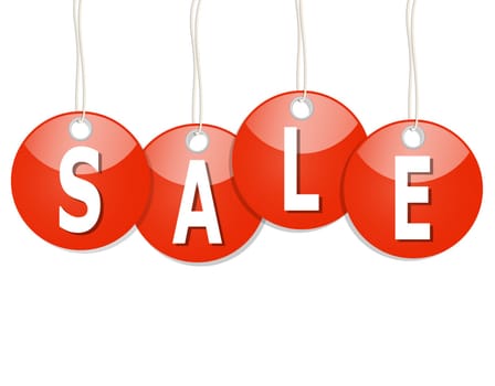 4 red round pendants with SALE