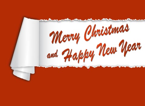 Torn Paper with Merry Christmas and Happy New Year