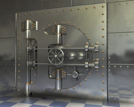 Locked Antique iron safe of a bank