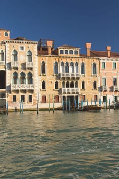 Palaces at Grand Canal in Venice (Italy). Vertically.