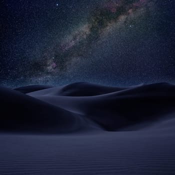 Desert dunes sand in milky way stars night sky photo mount