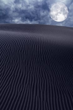 Desert dunes sand in moon night sky photo mount