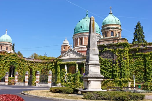The main entrance to Mirogoj cemetery and Church of Christ the King, Zagreb, Croatia