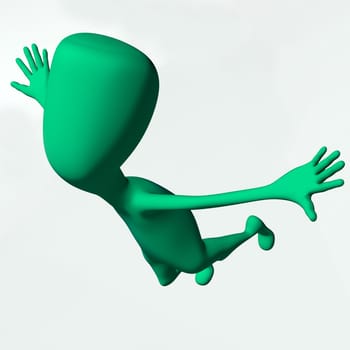 Green 3d puppet strange shape mimicking fly