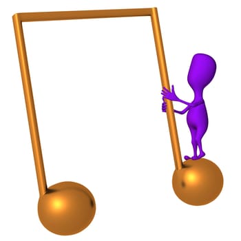 One purple 3d puppet train on note icon