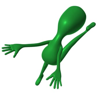 Green 3d puppet with strange shape dance ballet